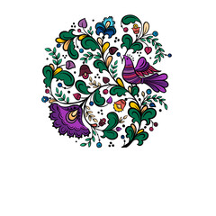 floral frame in Russian style on a white background