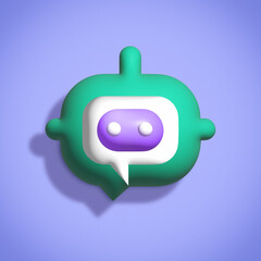 3d chatbot minimal icon on color background, 3d chat gtp icon, 3d open ai icon, artificial intelligence 3d render illustration.