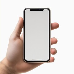 iPhone mockup on Hand holding the PNG of smartphone iphone14 with blank screen and modern frameless design, hold Mobile phone on transparent background, app design