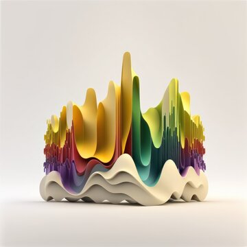 Colorful 3D Soundwave on White Background 12