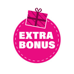 Extra bonus icon with gift box. Marketing concept. Business success