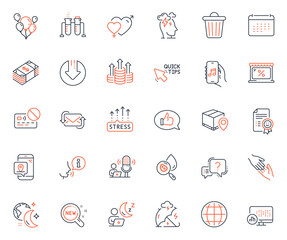 Business icons set. Included icon as Trash bin, Refresh mail and Male female web elements. Usd currency, Quick tips, Download arrow icons. Globe, Feedback, Chemistry beaker web signs. Vector