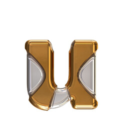 Silver symbol with gold inlays. letter u © oleg
