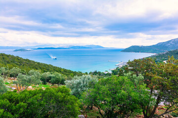 Agia Marina harbor panoramic view, Greece