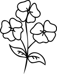 Obraz premium Line art flower. Line art hand drawn stile linear flower. PNG with transparent background