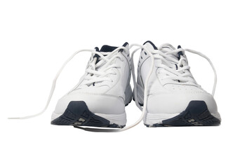 Pair white sneakers trainers in PNG isolated on transparent background