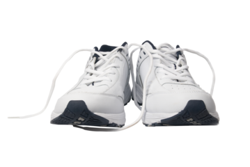 Pair white sneakers trainers in PNG isolated on transparent background