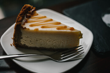 piece of cheesecake in a coffee shop in Western Ukraine