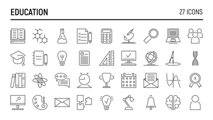 Education and Learning thin line icons set. Education, School, Learning editable stroke icons. Vector illustration
