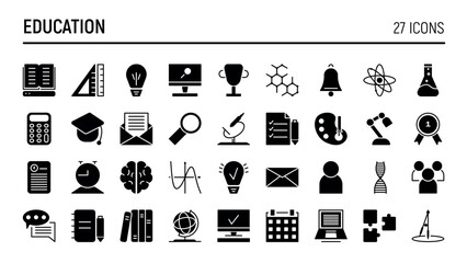 Education and Learning icons set. Education, School, Learning editable stroke icons. Vector illustration