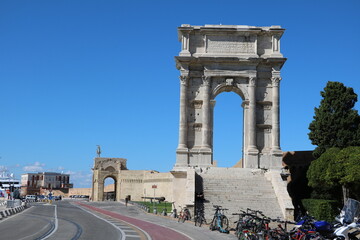 View to  Arco di Traiano and Porta Clementina in Ancona, Italy