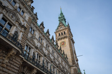 Fototapeta na wymiar Hamburg City Hall Tower - Hamburg, Germany