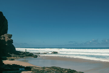 The natural beauty and virgin beaches of Fuerteventura. La Pared is a very popular spot for surfers. Canary Islands of Spain