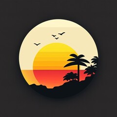 Simple minimalist icon, generative ai, sunset