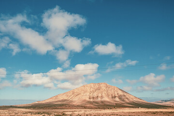 Fototapeta na wymiar Desert landscape in the Tindaya area, on the Canary Island of Fuerteventura.
