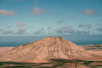 Fototapeta na wymiar Tindaya, The magical and sacred mountain on the Fuerteventura Island of Canary Island, Spain