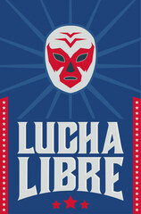 Lucha Libre, Wrestling spanish text Mexican wrestler mask design