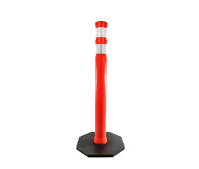 Delineator traffic cone with weighted base isolated with cut out background.