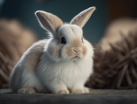 Easter Bunny Portrait-cute fluffy rabbit-Easter Holiday