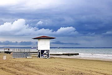 Beach Mackenzie in the Larnaca city after the rain, Cyprus, Europe