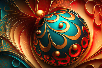 Abstract Christmas Ornament Wallpaper Made with Generative AI
