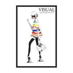 fashion girl illustration for print