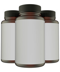 Realistic 3D Brown Glass Bottle Mock Up Template.3D Rendering