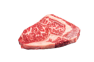 Japanese wagyu rib eye beef meat steak. Isolated, transparent background