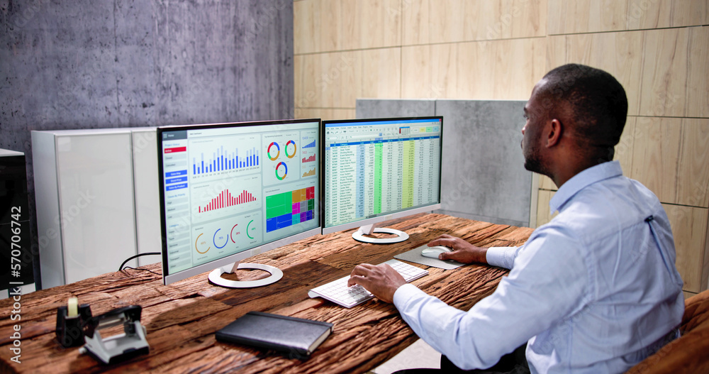 Poster Computer Spreadsheet Data Analyst Man