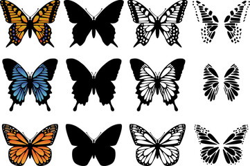 set of butterflies