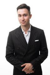 Happy handsome businessman. Isolated over white background