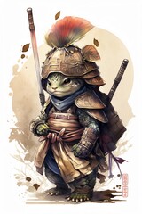 Turtle Samurai, watercolour 
