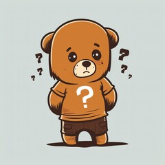 Obraz premium a teddy bear with question marks around their head, ai generated