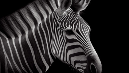 
Schwarz weiß Portrait von einem Zebra. Perfektes afrikanisches Wandbild - Generative Ai