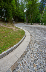 Traveling along Vrsic mountain pass, Slovenia