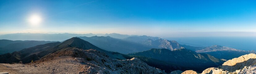 panorama of the sunset in the tahtaly mountains