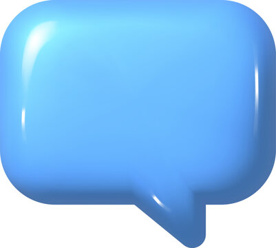 3d illustration of blue realistic speech bubble icon. Mesh vector talking cloud. Glossy chat high quality vector. Shiny cloud foam speak text, chatting box, message box dialogue social media