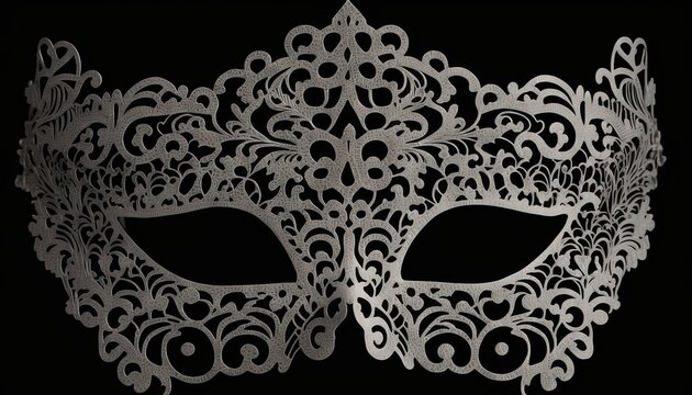  a white masquerade on a black background with the words masquerade written in the middle of the masquerade on the masquerade.  generative ai