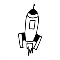 Vector drawing of a spaceship A rocket doodle