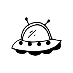 drawing of a flying saucer on a white background.