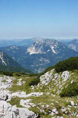Fototapeta na wymiar The view from Krippenstein mountain, Austria