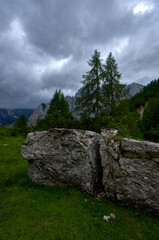 Fototapeta na wymiar Traveling along Vrsic mountain pass, Slovenia