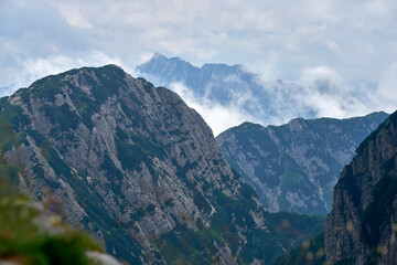 View on Mangartsko Sedlo mountain pass, Slovenia