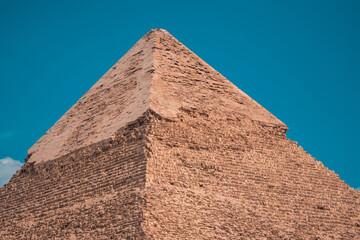 Fototapeta na wymiar close shot of peak of pyramids in giza
