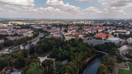 Hradec Kralove old town from above