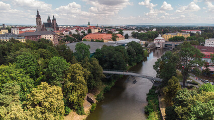 Hradec Kralove old town from above