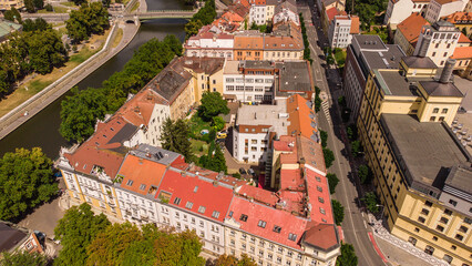 Naklejka premium Hradec Kralove old town from above