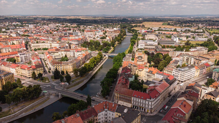 Fototapeta na wymiar Hradec Kralove old town from above
