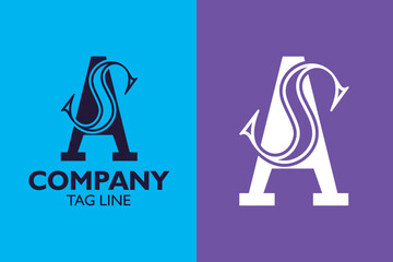 as or sa letter minimal logo template