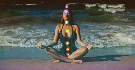 Light inside, Chakras and regression, past lives and energy therapy, concept of esoteric and...